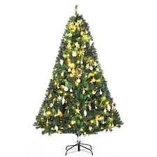 HOMCOM 1.8m 6ft PreLit Artificial Christmas Tree 200 LED Xmas Tree Holiday Decor with Decorative Balls Ornament Metal Stand