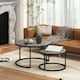 image 10 of HOMCOM 2 Pcs Stacking Coffee Table Set Steel Frame Marble-Effect Top Foot Pads 