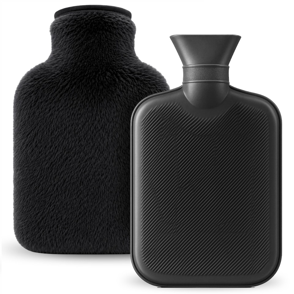 image 1 of 1L Hot Water Bottle - Luxury, Soft and Washable Hot Water Bag for Hot and Cold Compress