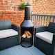 image 3 of 1.4m Tall Outdoor Garden Patio Chiminea Log Burner Fire Pit with Log Store & Cover