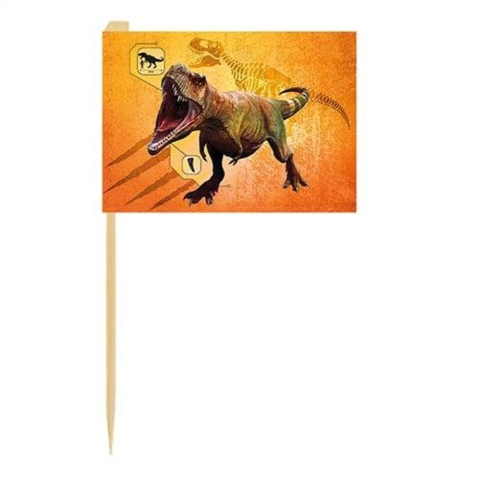 image 1 of T-Rex Dinosaur Food Cocktail Picks - Pack of 24