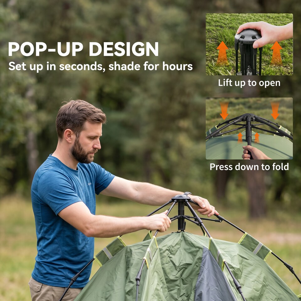 image 1 of Outsunny 2-3 Man Pop Up Tent Camping Festival Hiking Family Travel Shelter