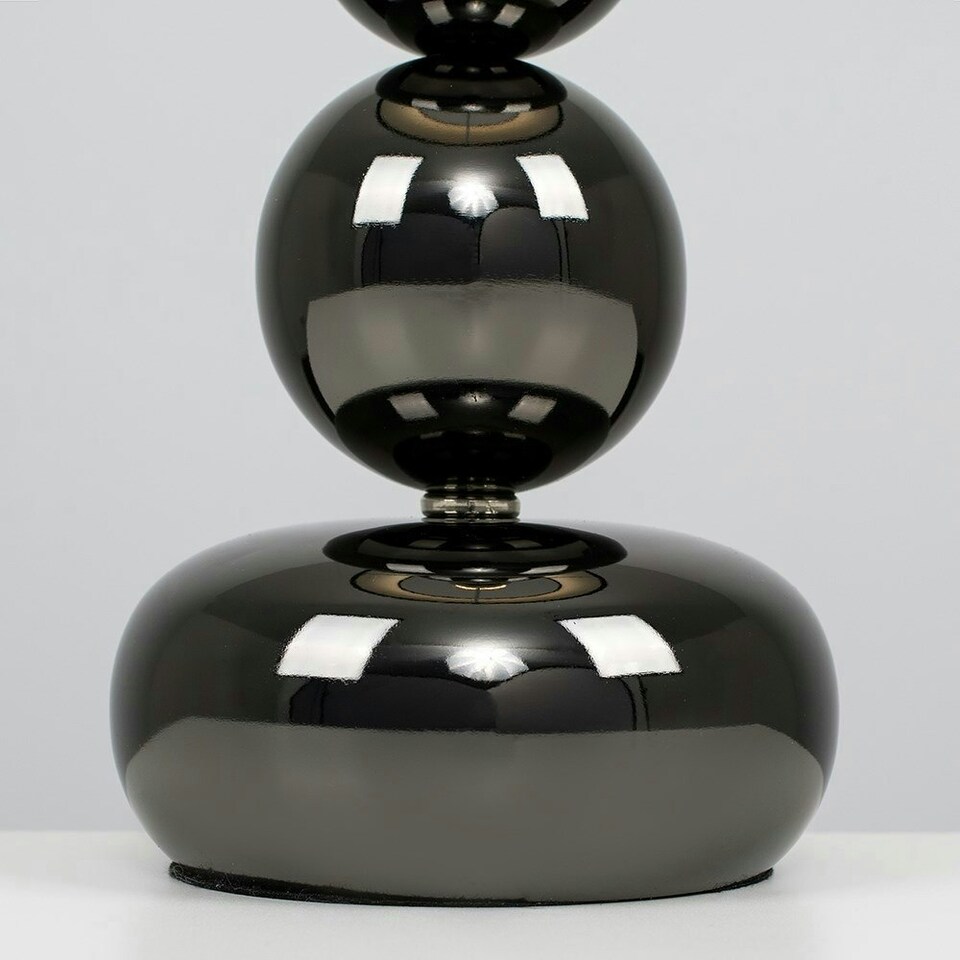 image 1 of ValueLights Chrome Table Lamp with Black Faux Silk Shade