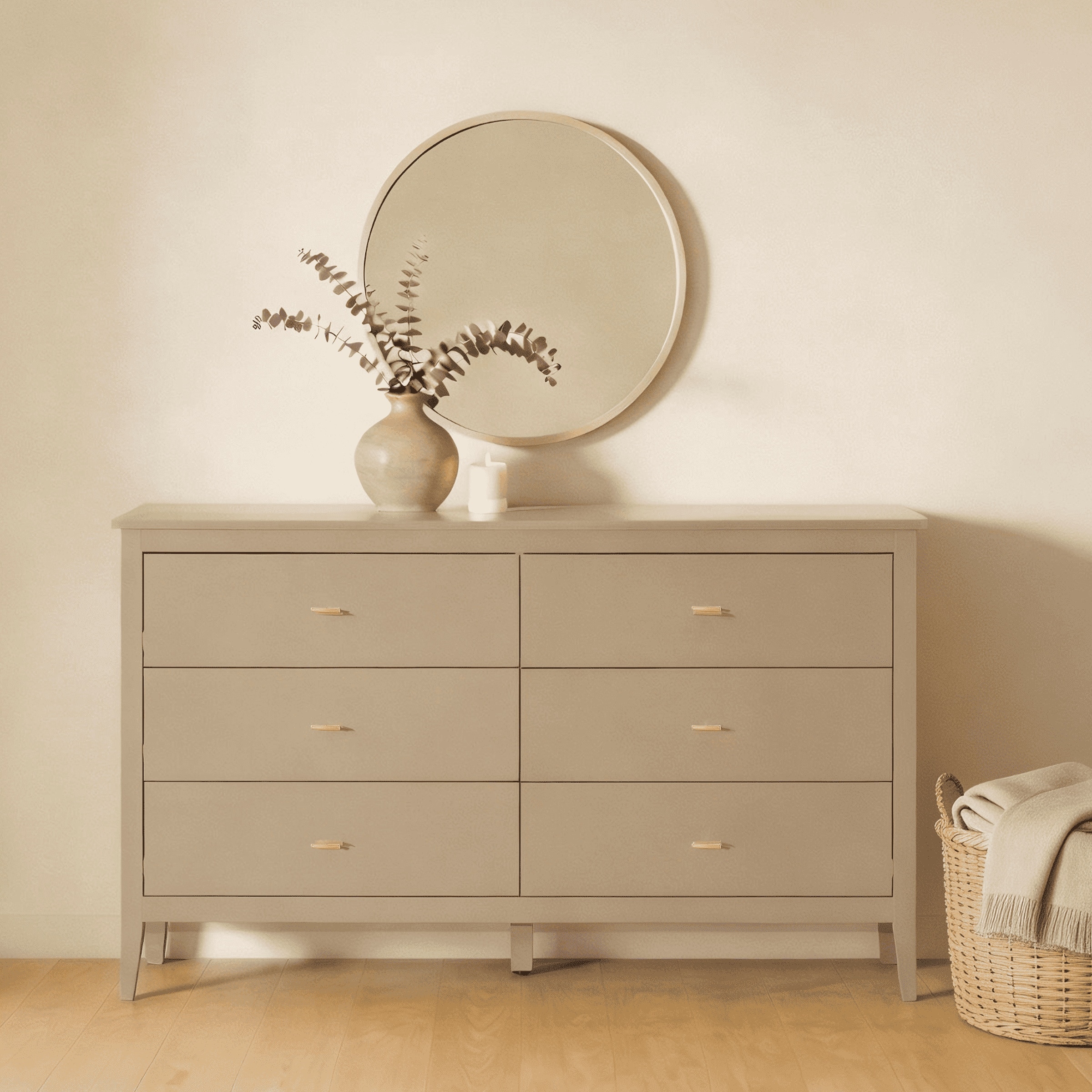 Grace Chest of 6 Drawers Home Storage Furniture MDF Soft Close Greige