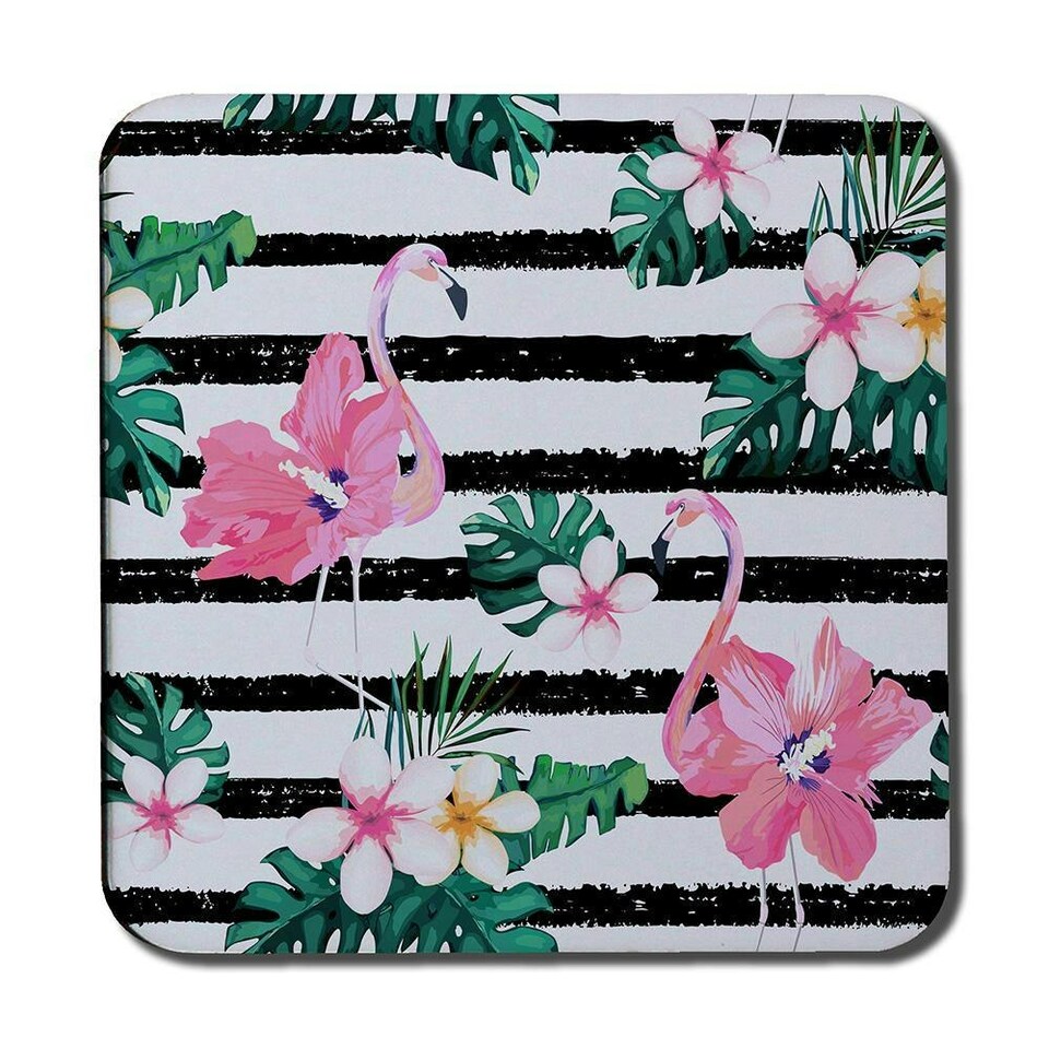 image 1 of Floral Flamingos (Coaster)