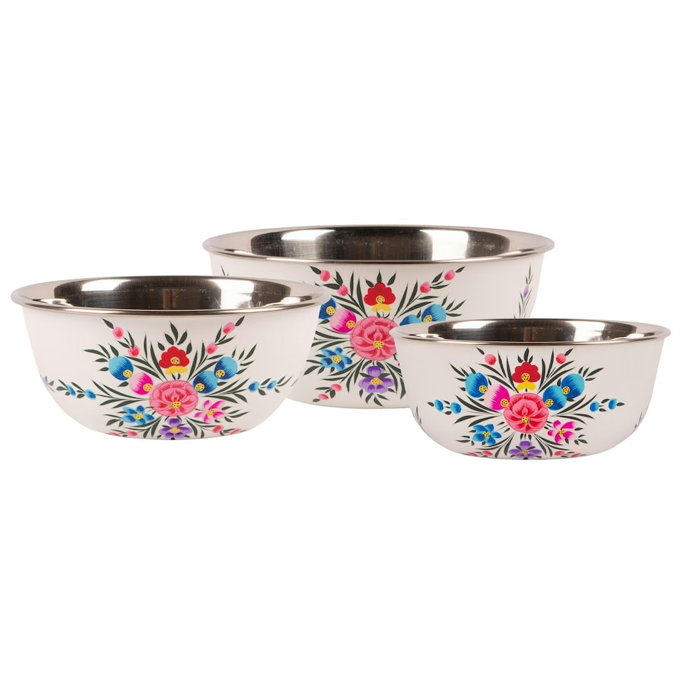 image 1 of BillyCan 3pc Picnic Bowl Set - Cotton Pansy White