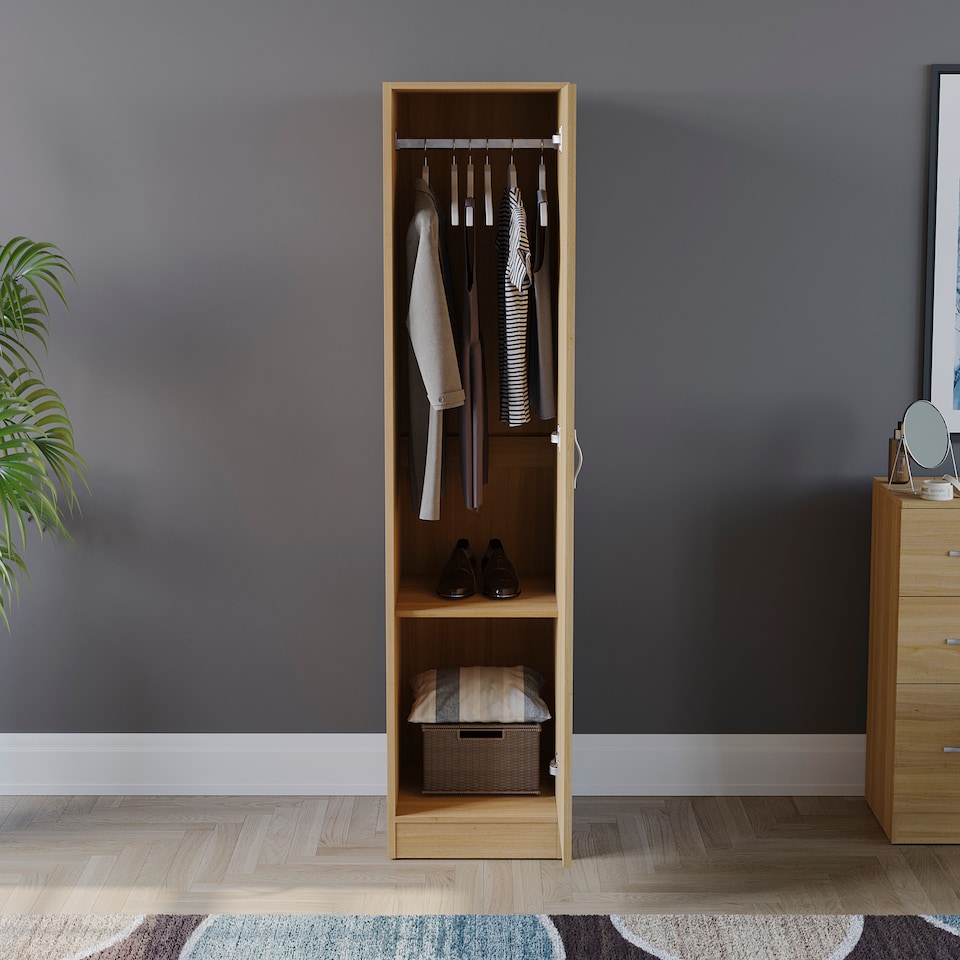 image 1 of Vida Designs Riano 1 Door Wardrobe With Shelf & Clothes Rail, Pine