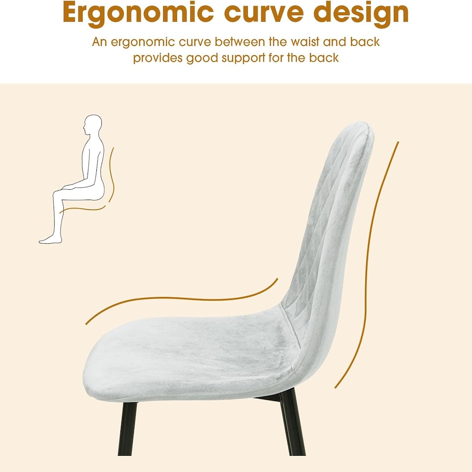 image 1 of Alivio Set of 4 Velvet Dining Chairs Fabric Upholstered seat (Grey)