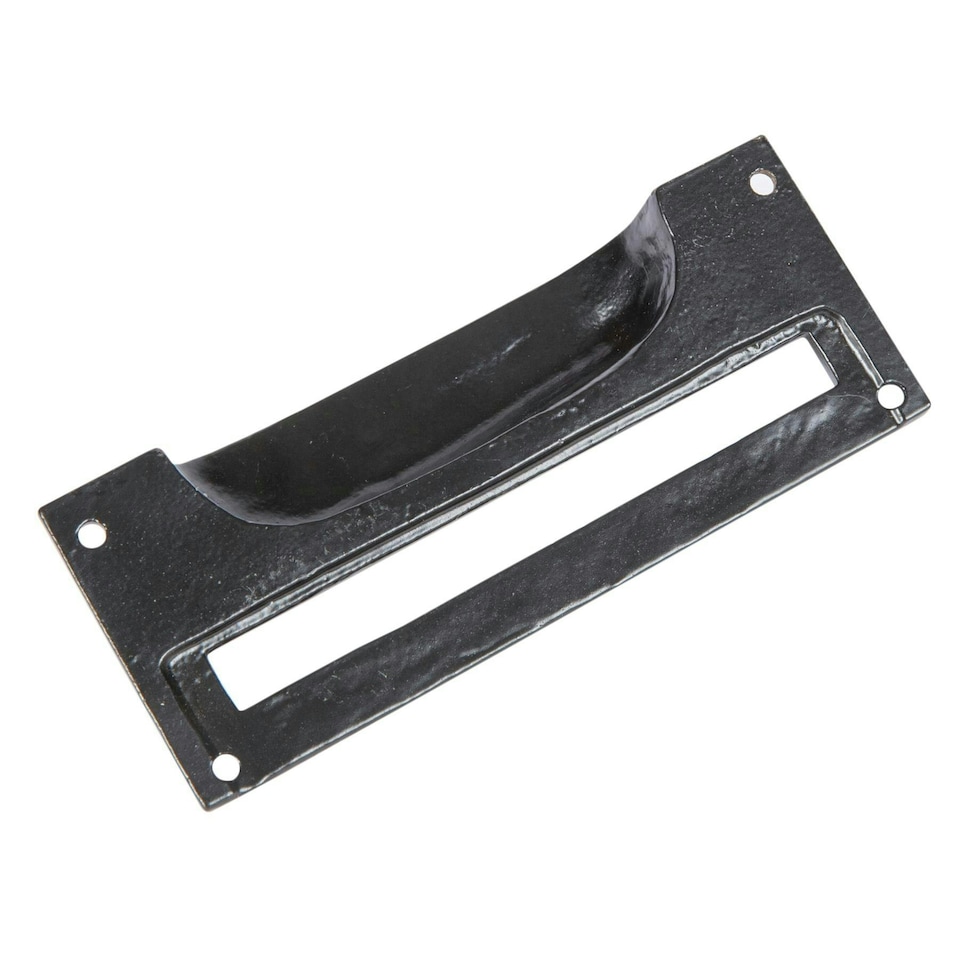 image 1 of Hammer & Tongs Filing Cabinet Drawer Pull with Card Frame - W130mm x H50mm - Black Black