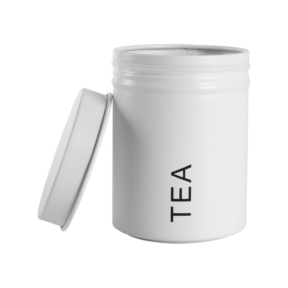 image 1 of Harbour Housewares Round Metal Kitchen Tea Coffee Sugar Canisters - Matt White