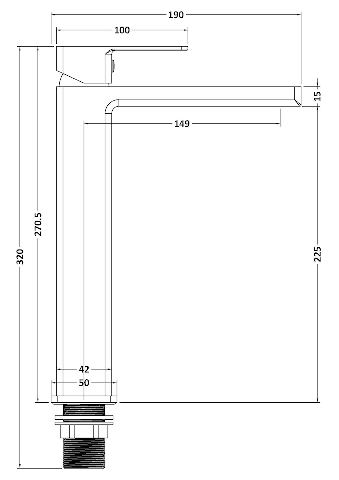 image 1 of Balterley Square Tall Mono Basin Mixer Tap with High Rise Design | Copper | Brushed Brass | 1
