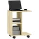 image 1 of HOMCOM C-Shape End Table Storage Unit w/ 2 Shelves 4 Wheels Black Yellow