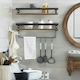 image 6 of Industrial 2PC Tier Wooden Floating Shelves with Hanging Rail Brown