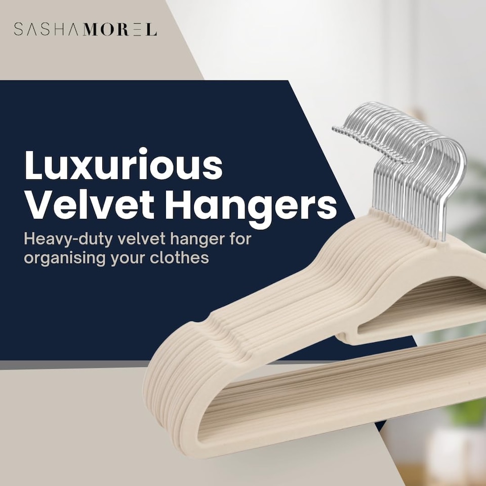 image 1 of Sasha Morel 20-Pack Pink Velvet Coat Hangers, Non-Slip Space-Saving Clothes Hangers
