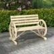 image 1 of Outsunny 2 Seater Garden Bench w/ Wooden Cart Wagon Wheel Natural 