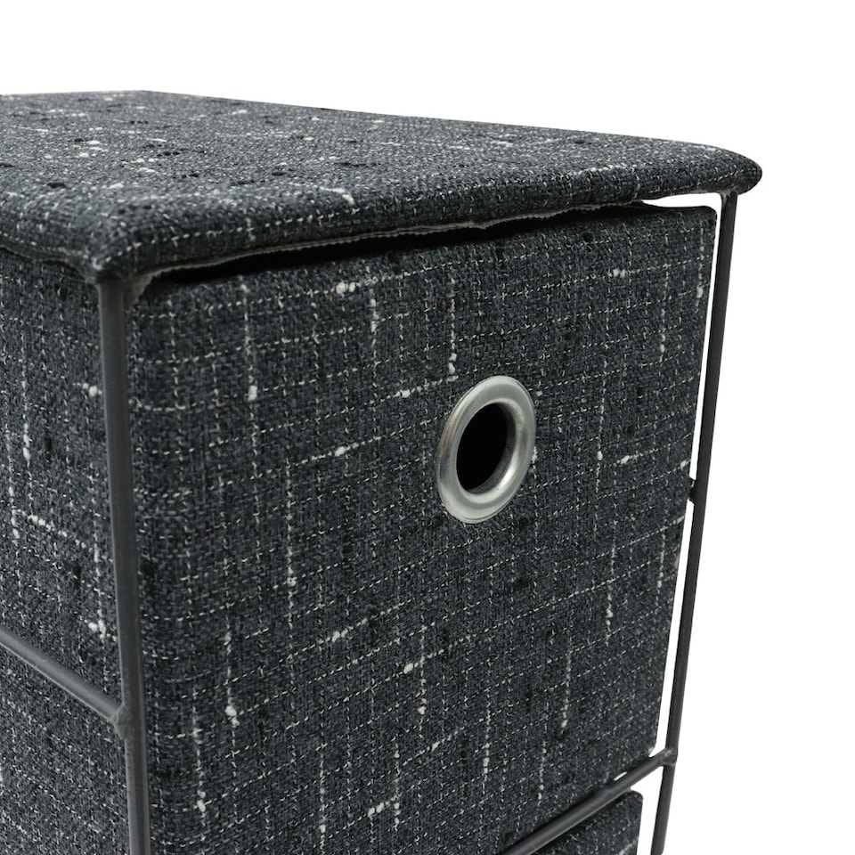 image 1 of JVL Shadow 4 Drawer Narrow Fabric Storage Tower, Grey Grey