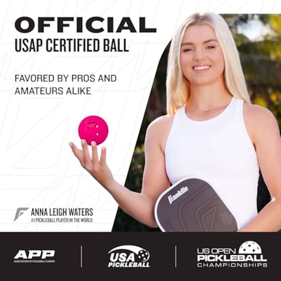 image 1 of Franklin Sports Pickleball-X Performance 40 Outdoor Balls-Pink