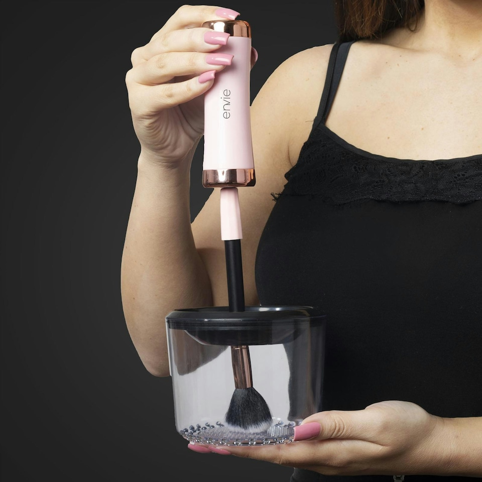 image 1 of Envie Makeup Brush Cleaner & Dryer with UV Disinfection Light, White N/A