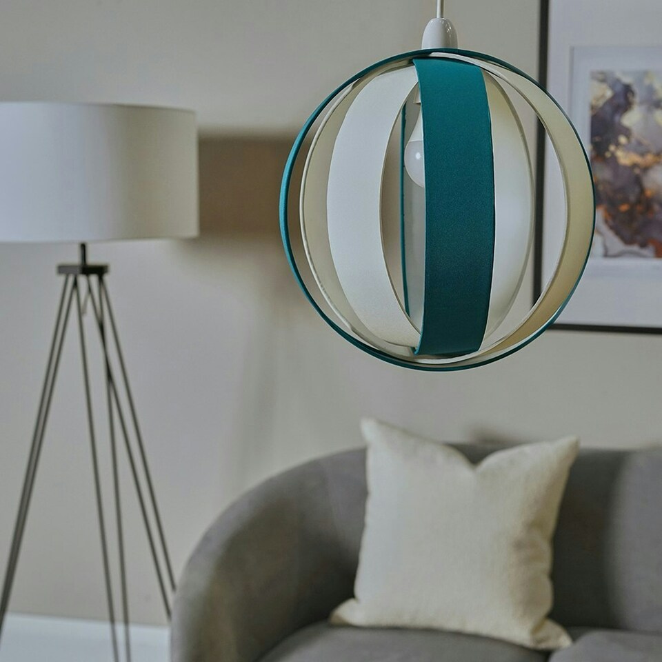 image 1 of ValueLights Blue Modern Fabric Globe Ceiling Pendant Light Shade