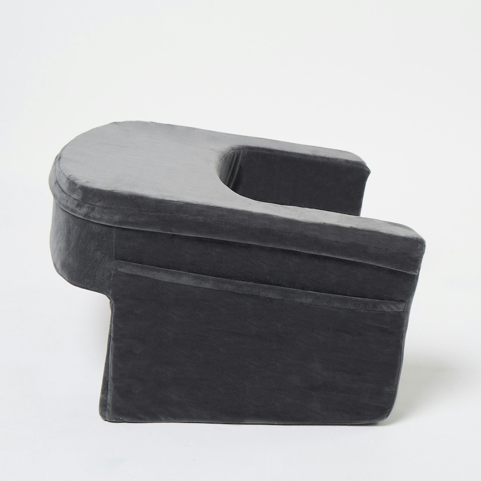 image 1 of OHS Soft Comfy Armrest Reading Laptop Gaming Bed Desk Lap Pillow With Storage Pockets Grey | 65 x 56 x 34cm