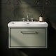 image 3 of Balterley Modern Bathroom Wall Hung Single Drawer Vanity Unit with Fireclay Basin - 3 Tap Holes | Green | Reed Green | 498 x 830 x 471mm