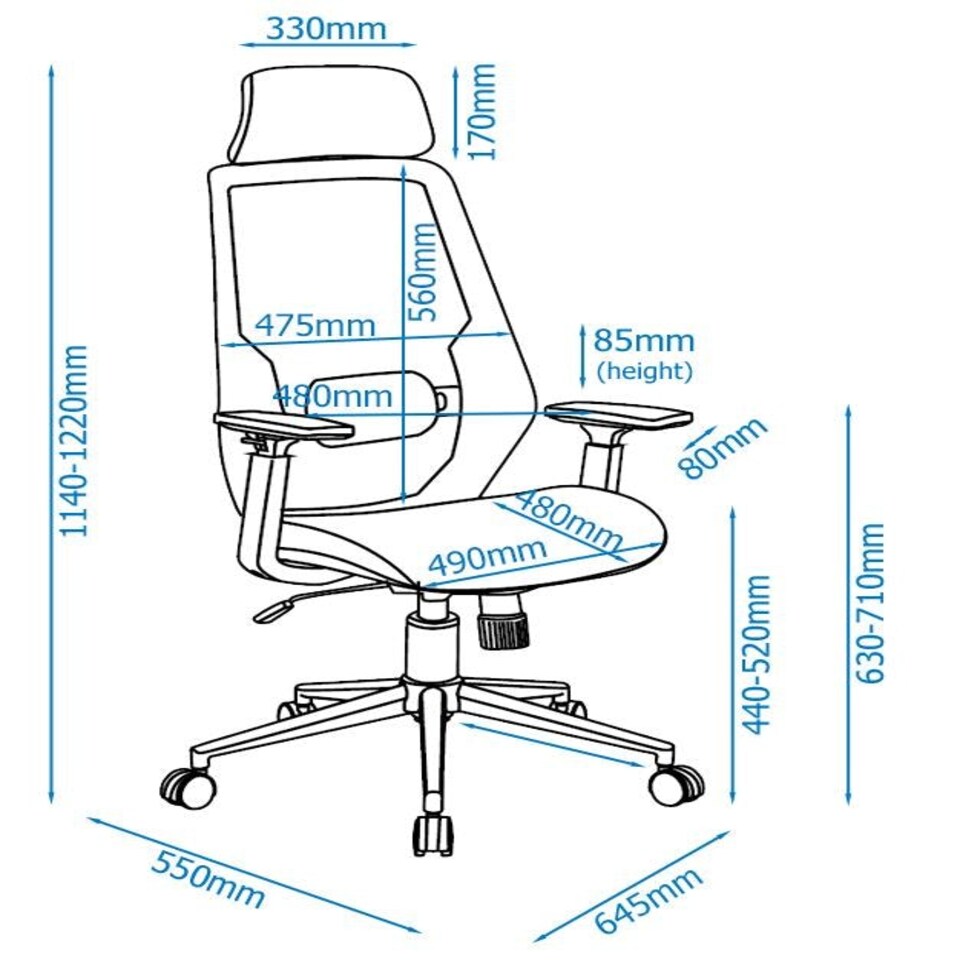 image 1 of Clifton office chair with wheels in black Black | Black