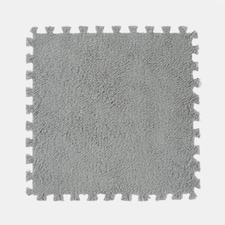 OHS 36 Pack Teddy Fleece Interlocking Flooring Carpet Rug Tiles, 30x30cm - Grey
