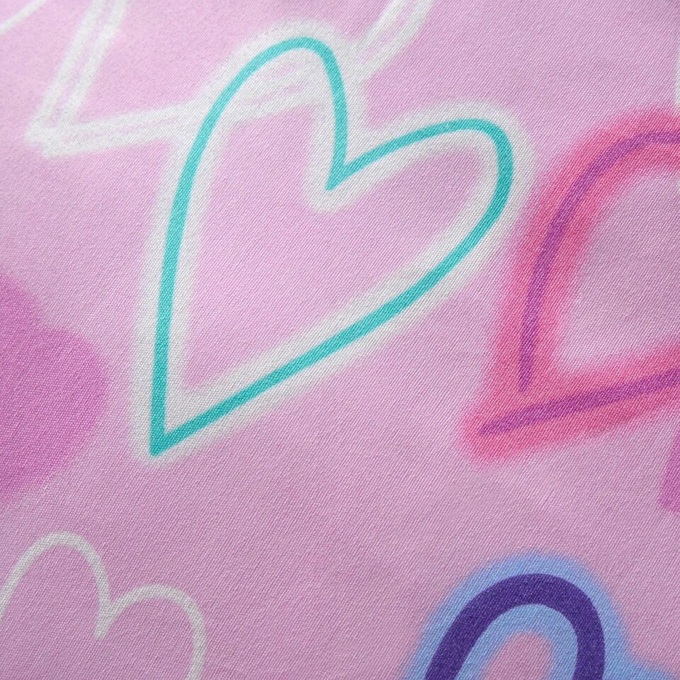 image 1 of OHS Kids Graphic Hearts Reversible Duvet Cover and Pillowcase Bedding Set, Double - Pink