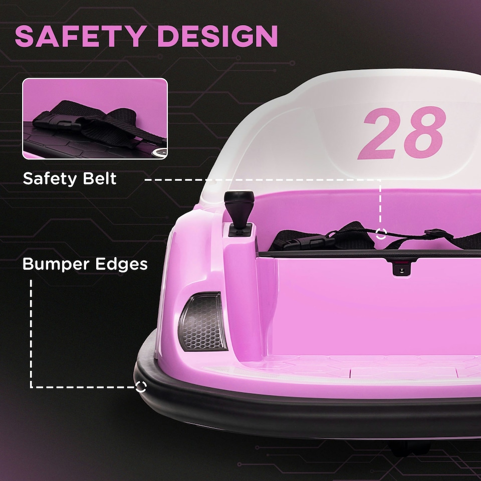 image 1 of AIYAPLAY 360° Rotation 12V Kids Bumper Car w/ Remote Control, Pink