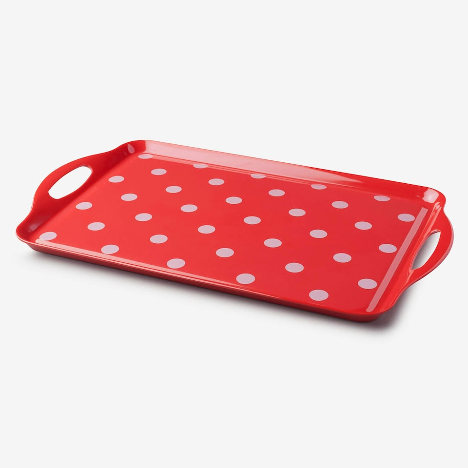 image 1 of Melamine Dotty Tray, Large | Grey | Dark Grey