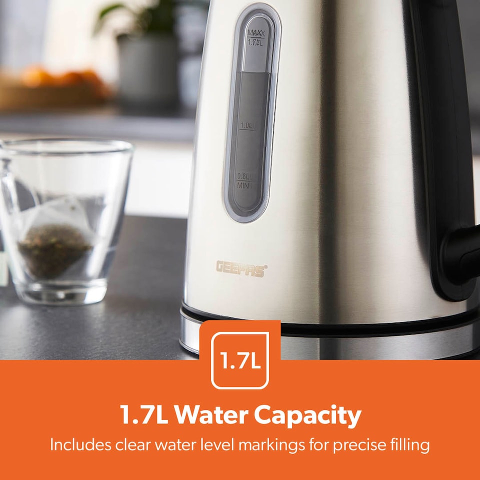 image 1 of GEEPAS 1.7L Illuminating Stainless Steel Kettle 2200W Silver