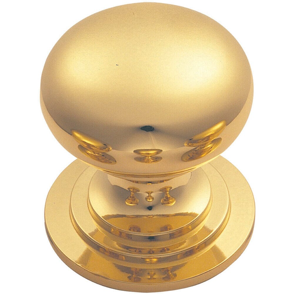 Loops Victorian Round Cupboard Door Knob 25mm Dia Polished Brass Cabinet Handle in Metallics