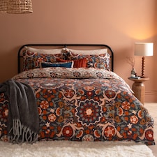 Furn Kinfolk Printed Reversible Duvet Cover Set | Blue | Denim Blue | Double