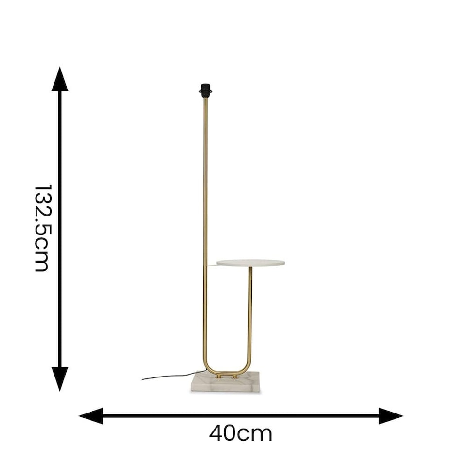 image 1 of ValueLights Tavel Brushed Gold Metal Floor Lamp with Table | Gold