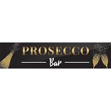 Prosecco Bar Golden Sparkling PVC Party Sign Decoration 110cm x 26cm