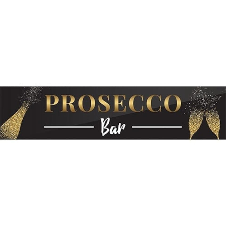 Prosecco Bar Golden Sparkling PVC Party Sign Decoration 110cm x 26cm