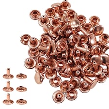 7mm Double Cap Rivets, Tubular Metal Studs for DIY Projects - 100pcs
