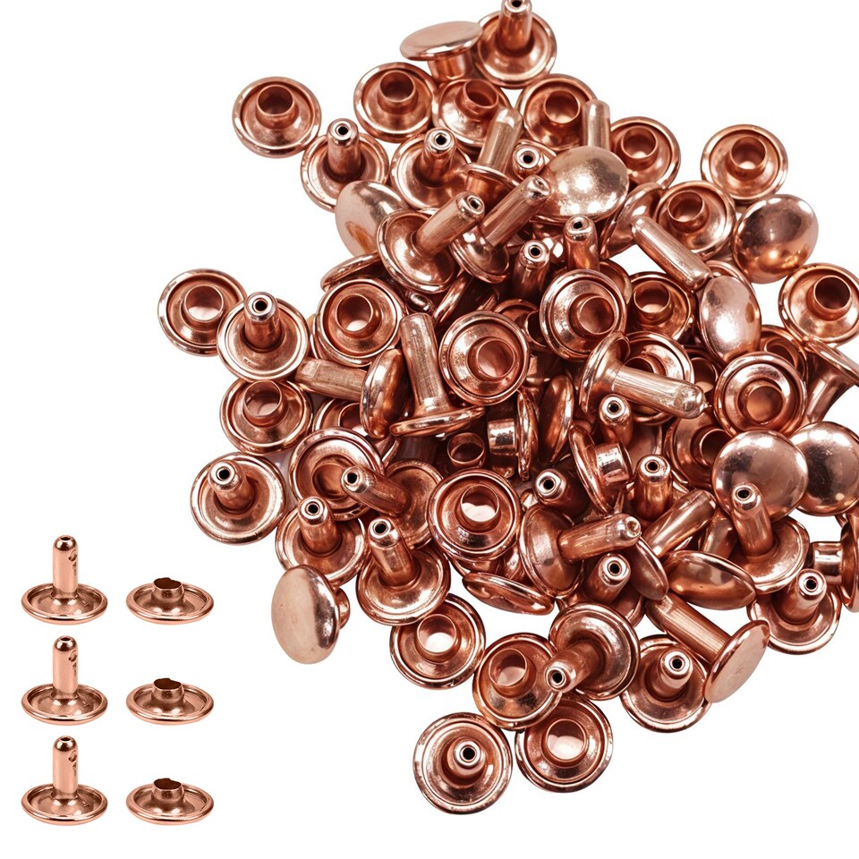 image 1 of 7mm Double Cap Rivets, Tubular Metal Studs for DIY Projects - 100pcs
