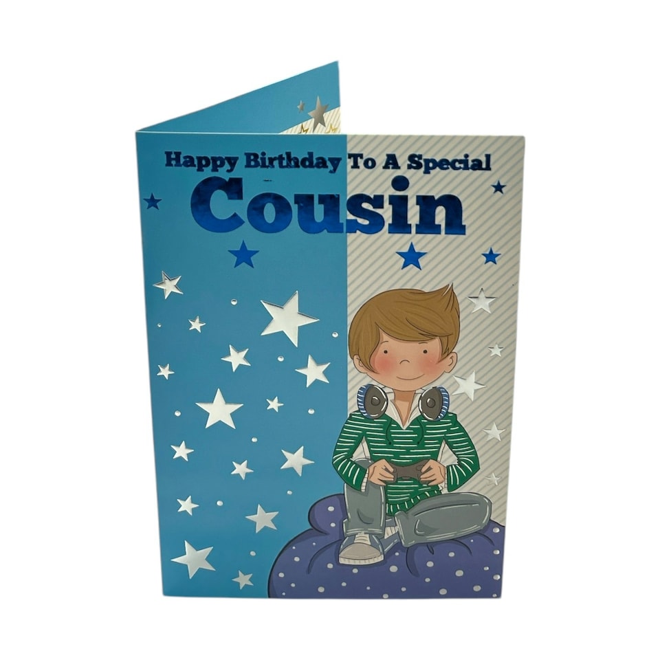 image 1 of Cousin Male Juvenile Boy Playing Game Design Birthday Card