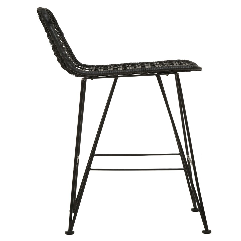 image 1 of Interiors by Premier Sturdy Black Natural Rattan Bar Chair, Natural Cane Dining Chair, Durable Rattan Bar Chair, Strong Bar Chair