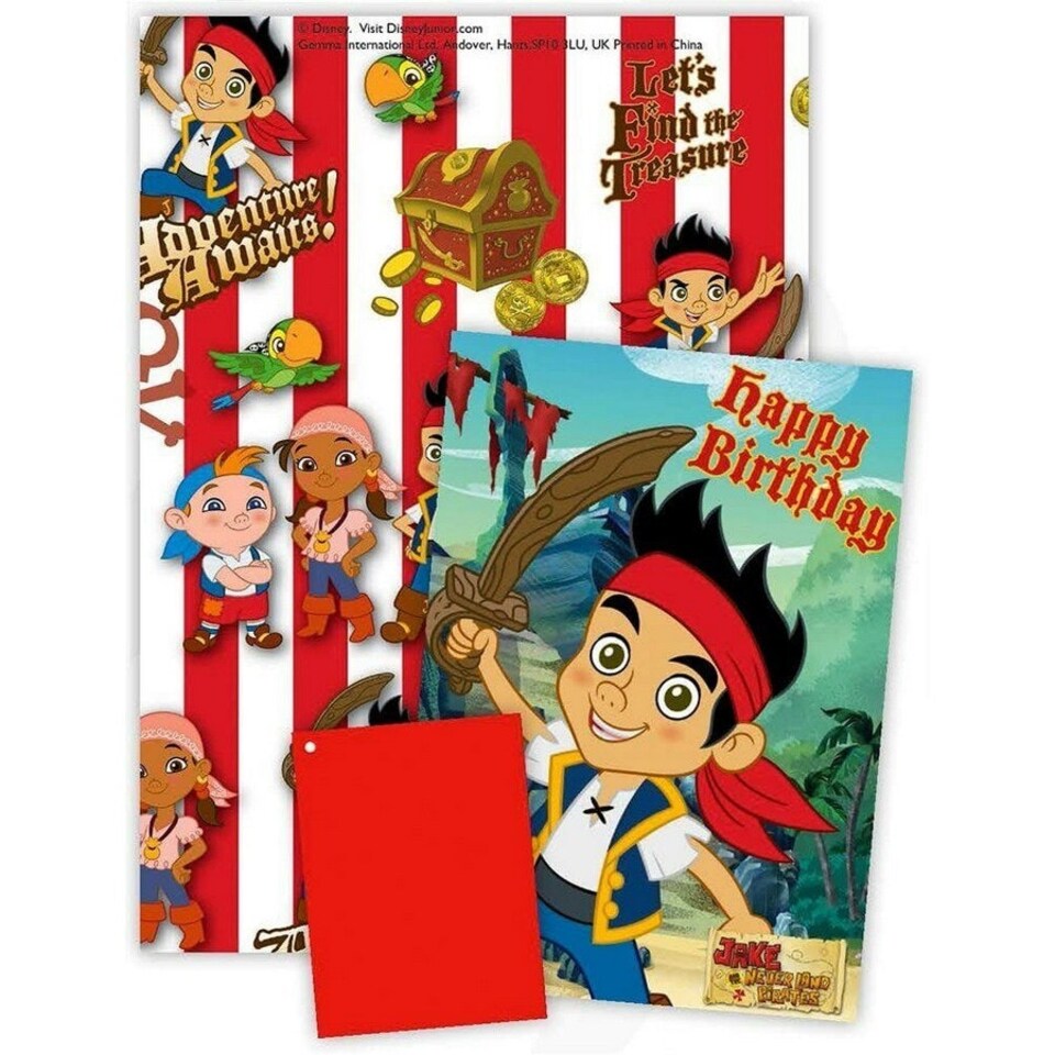 Jake And The Never Land Pirates Birthday Gift Wrap Sheets Set - Multicoloured - One Size