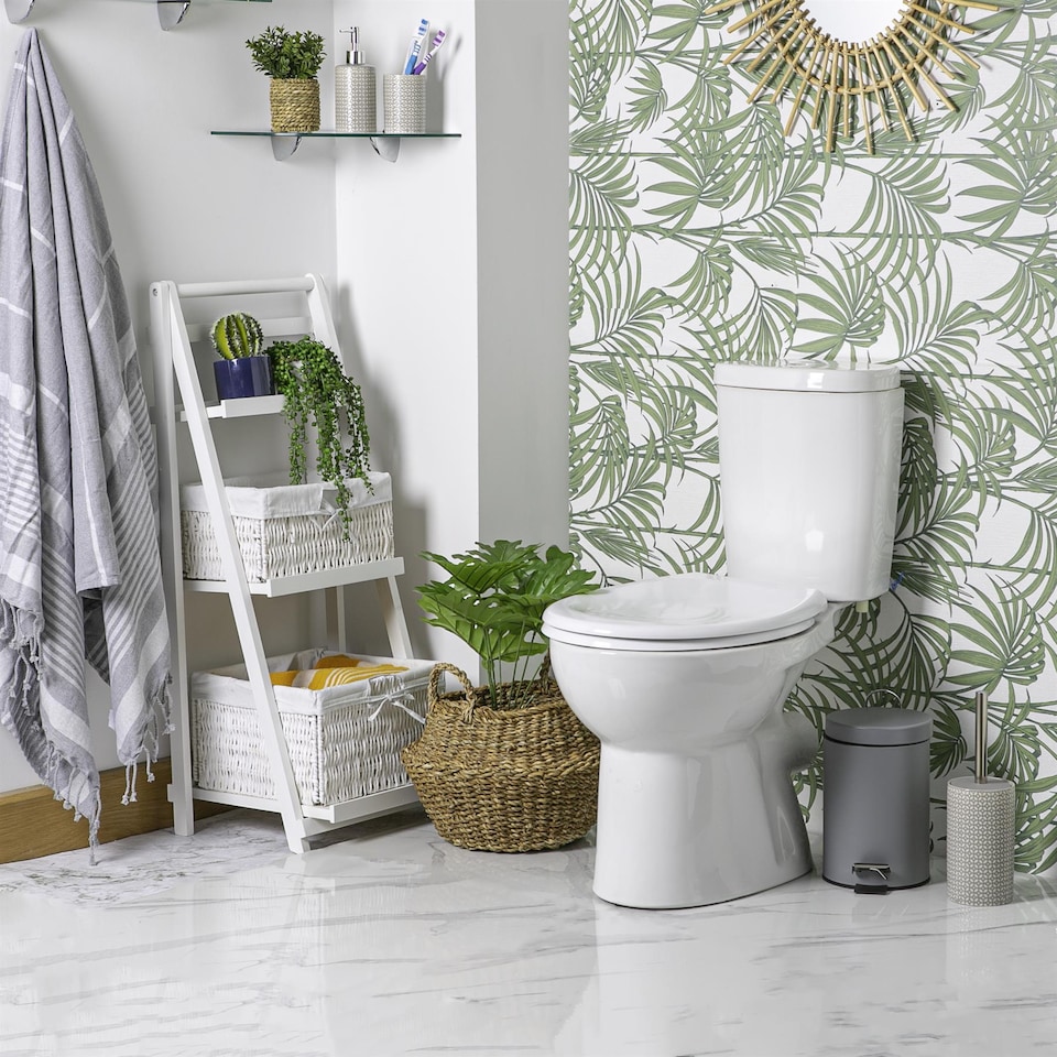 image 1 of Harbour Housewares Bathroom Pedal Bin - 3L - Matt Grey - Round Stainless Steel Slim Rubbish Dustbin Lid and Inner Liner Bucket