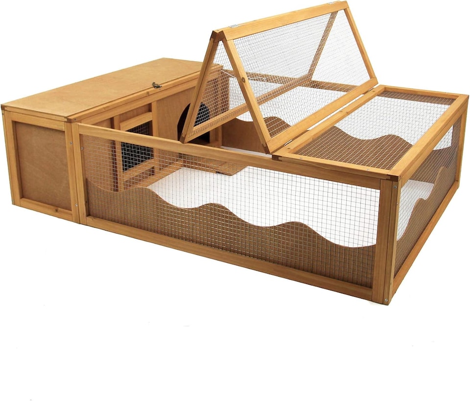 image 1 of Actiaspet Large Wooden Tortoise House & Run Small Animal Enclosure