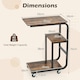 image 5 of COSTWAY Set of 2 C-shaped End Table Couch Table w/Shelves Brown