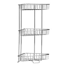 3 Tier Chrome Corner Storage Caddy Silver