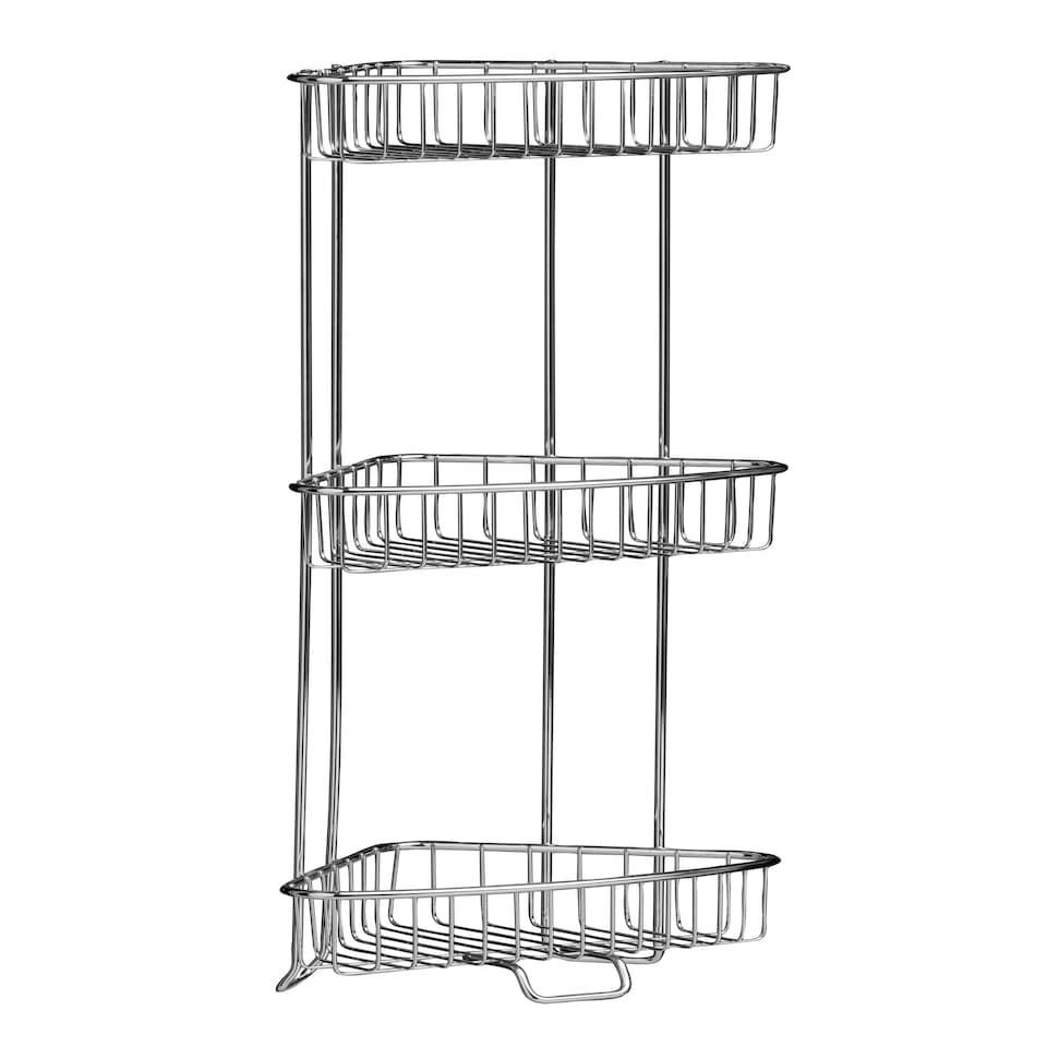 3 Tier Chrome Corner Storage Caddy Silver