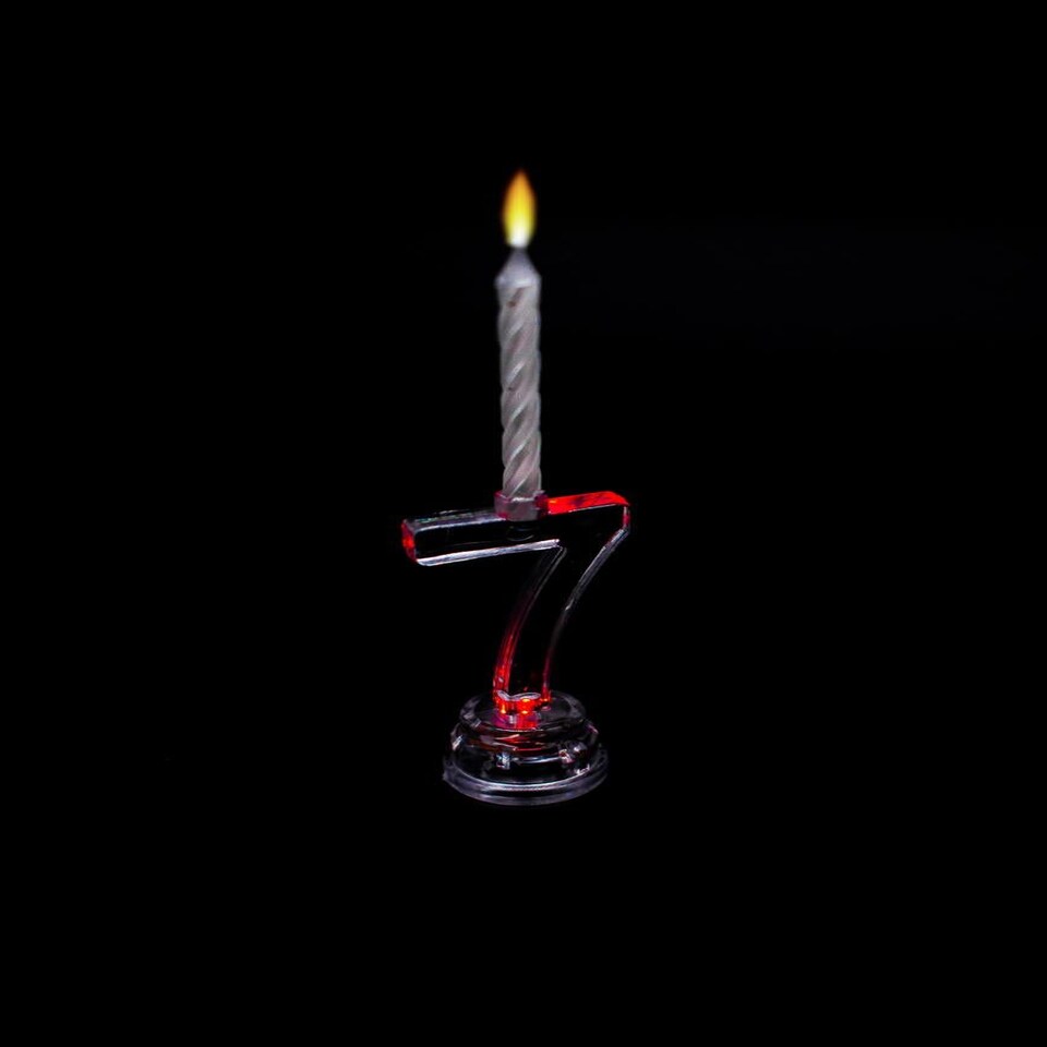 image 1 of Number 7 Flashing Colour Changing with 4 Candle Clear
