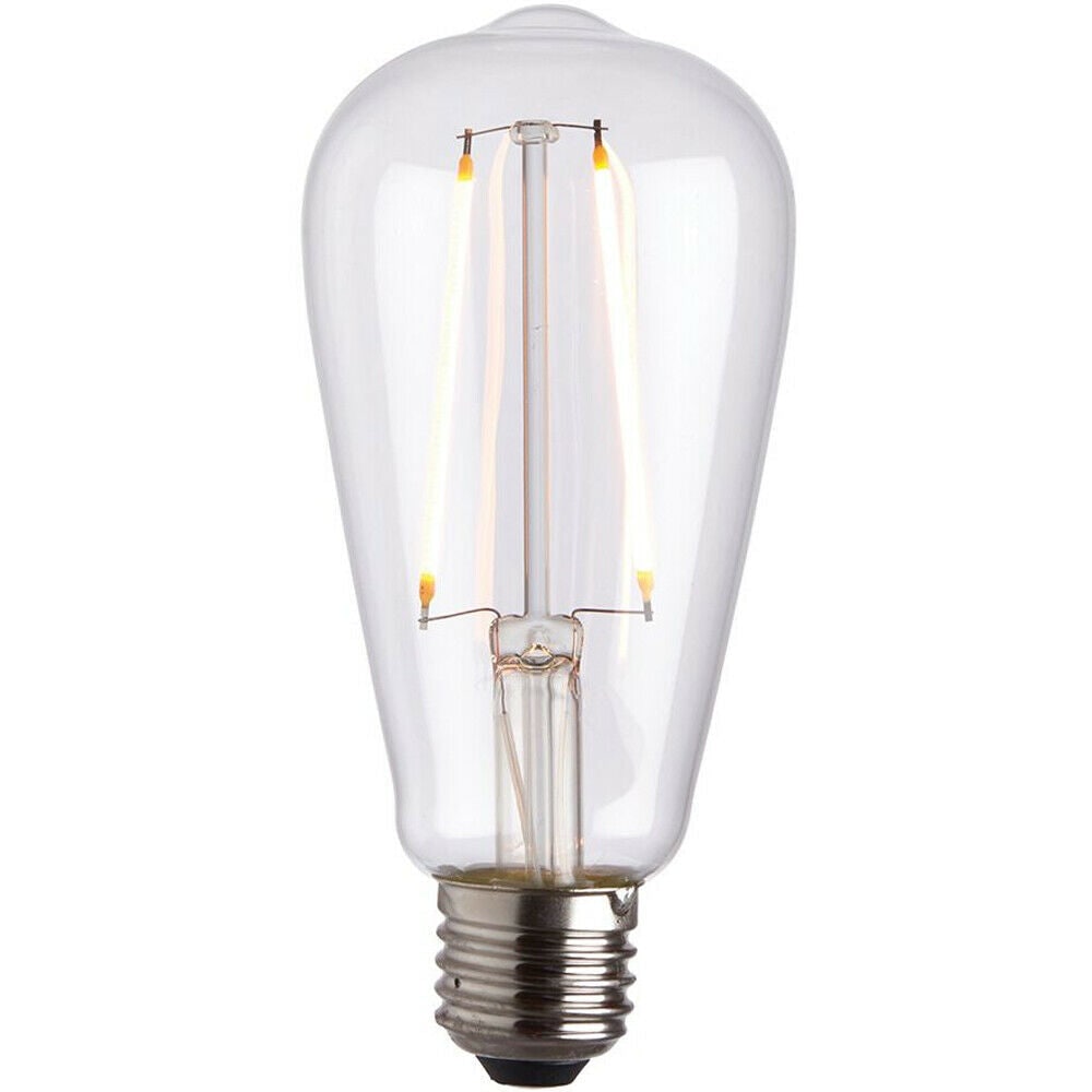 Loops VINTAGE PEAR LED Filament Light Bulb CLEAR GLASS E27 Screw 2W Warm White Lamp