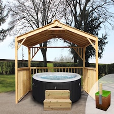 eDecks Hot Tub Garden Gazebo, Treated Timber, 3000 x 3000mm w/ Concrete In Posts