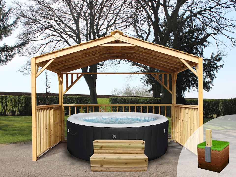 image 1 of eDecks Hot Tub Garden Gazebo, Treated Timber, 3000 x 3000mm w/ Concrete In Posts